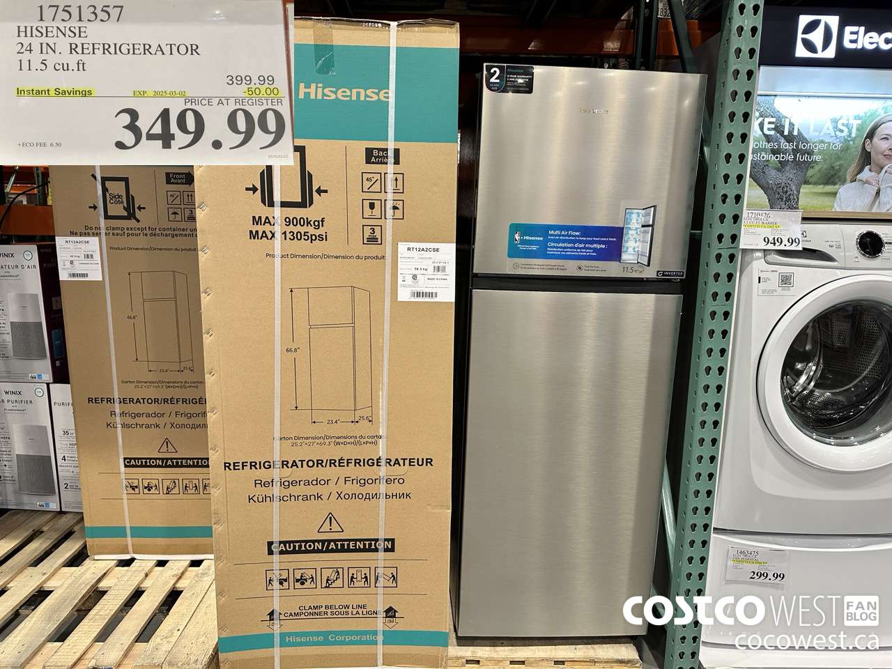 1751357 HISENSE 24 IN. REFRIGERATOR 11.5 CUFT ($50.00 INSTANT SAVINGS EXPIRES ON 2025-03-02) $349.99