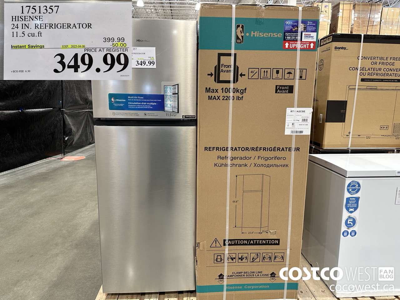 1751357 HISENSE 24 IN. REFRIGERATOR 11.5 CUFT ($50.00 INSTANT SAVINGS EXPIRES ON 2025-04-06) $349.99