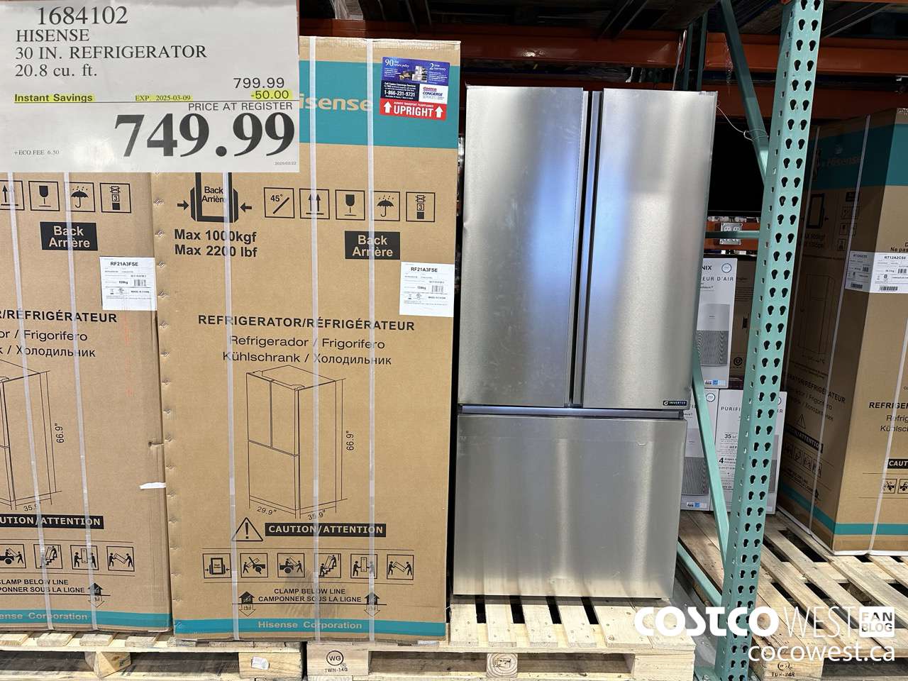 1684102 HISENSE 30 IN. REFRIGERATOR 20.8 CU FT ($50.00 INSTANT SAVINGS EXPIRES ON 2025-03-09) $749.99