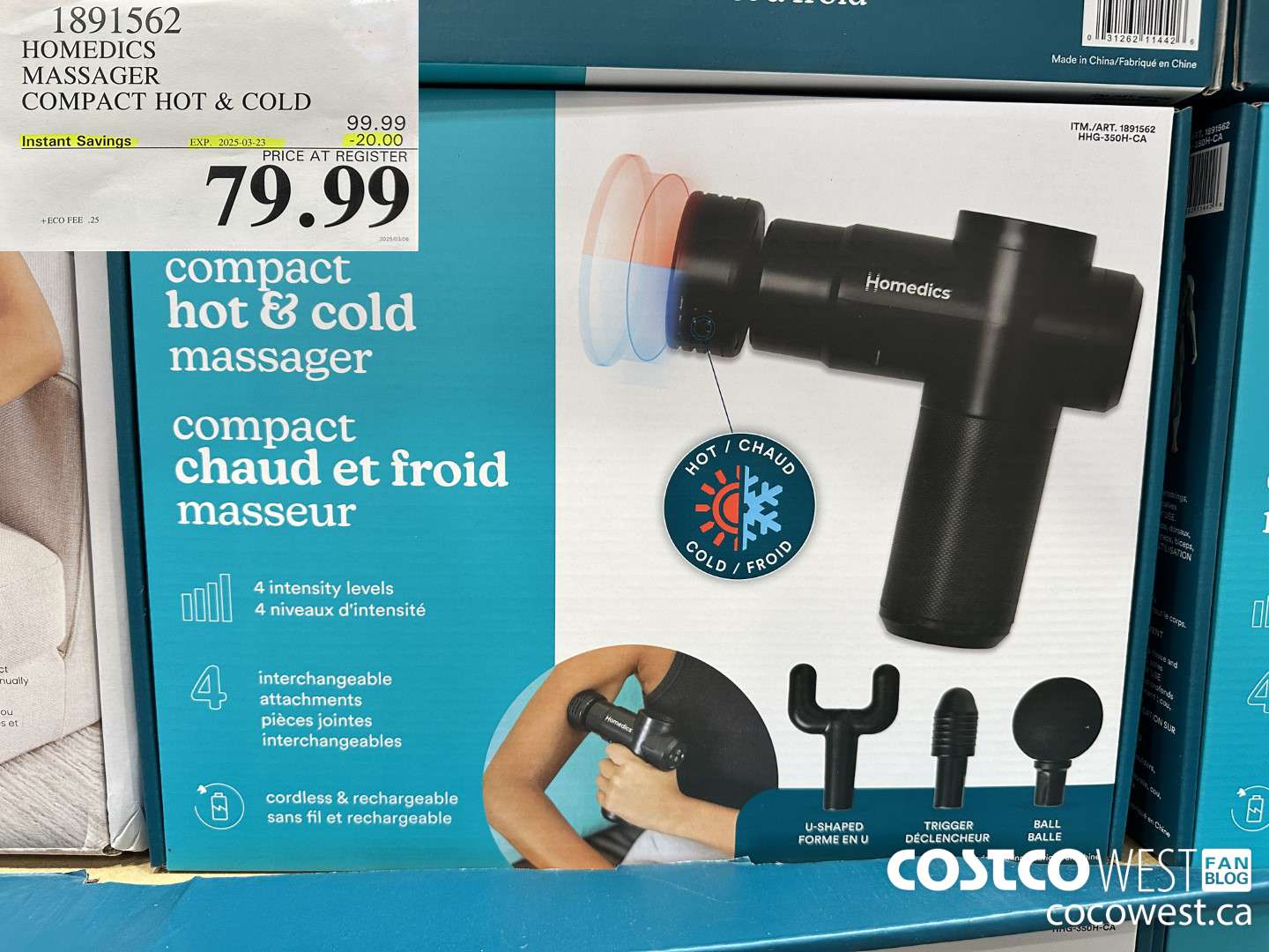 1891562 HOMEDICS HOT & COLD MASSAGER MODEL HHG-350H-CA ($20.00 INSTANT SAVINGS EXPIRES ON 2025-03-23) $79.99