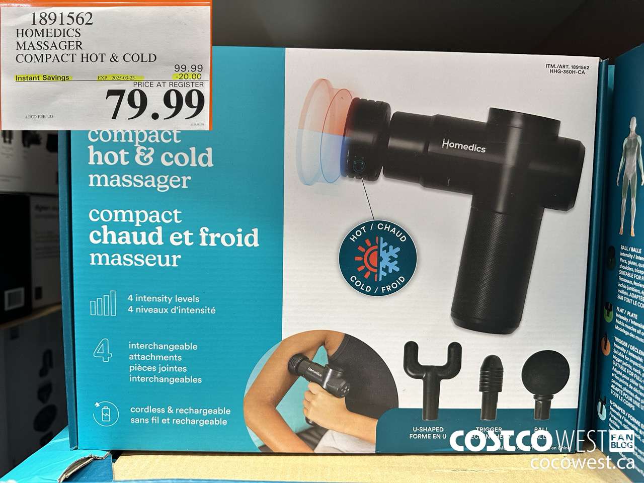 1891562 HOMEDICS HOT & COLD MASSAGER MODEL HHG-350H-CA ($20.00 INSTANT SAVINGS EXPIRES ON 2025-03-23) $79.99