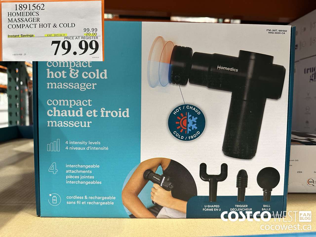 1891562 HOMEDICS MASSAGER COMPACT HOT & COLD ($20.00 INSTANT SAVINGS EXPIRES ON 2025-04-13) $79.99