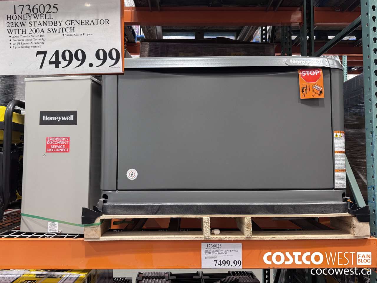 1736025 HONEYWELL 22KW STANDBY GENERATOR WITH 200A SWITCH $700 $7499.99