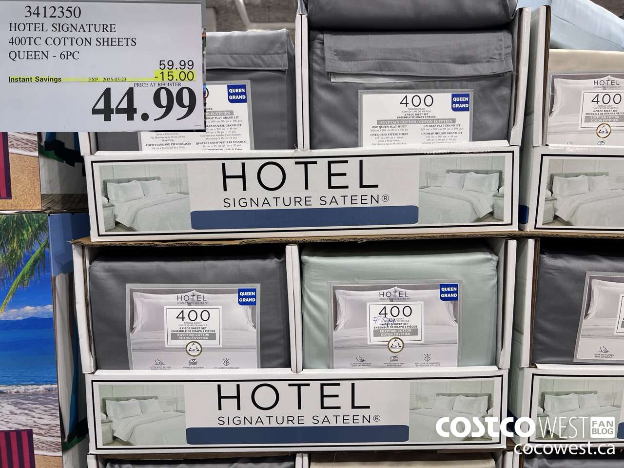 3412350 HOTEL SIGNATURE 400TC COTTON SHEETS QUEEN 6PC ($15.00 INSTANT SAVINGS EXPIRES ON 2025-03-23) $44.99