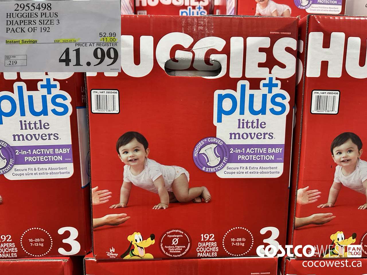 2955498 HUGGIES LITTLE MOVERS DIAPERS SIZE 3 PACK OF 192 ($11.00 INSTANT SAVINGS EXPIRES ON 2025-03-16) $41.99