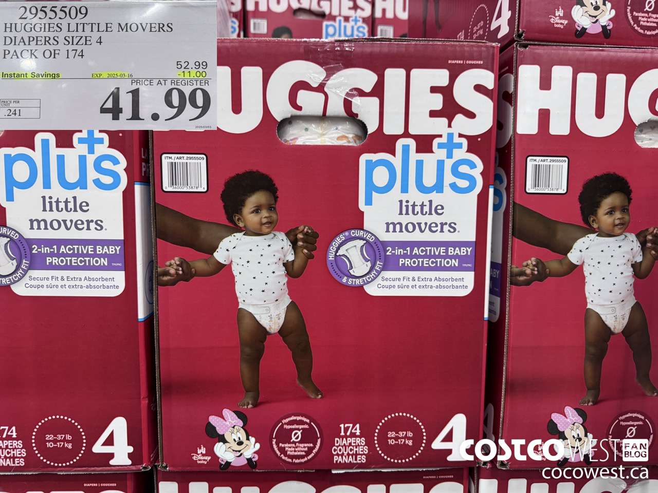 2955509 HUGGIES LITTLE MOVERS DIAPERS SIZE 4 PACK OF 174 ($11.00 INSTANT SAVINGS EXPIRES ON 2025-03-16) $41.99