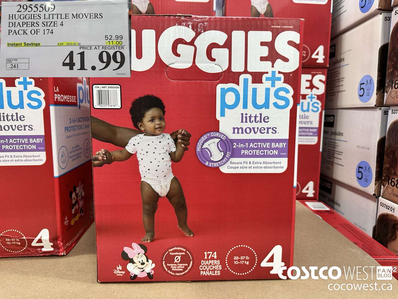 2955509 HUGGIES LITTLE MOVERS DIAPERS SIZE 4 PACK OF 174 ($11.00 INSTANT SAVINGS EXPIRES ON 2025-03-16) $41.99