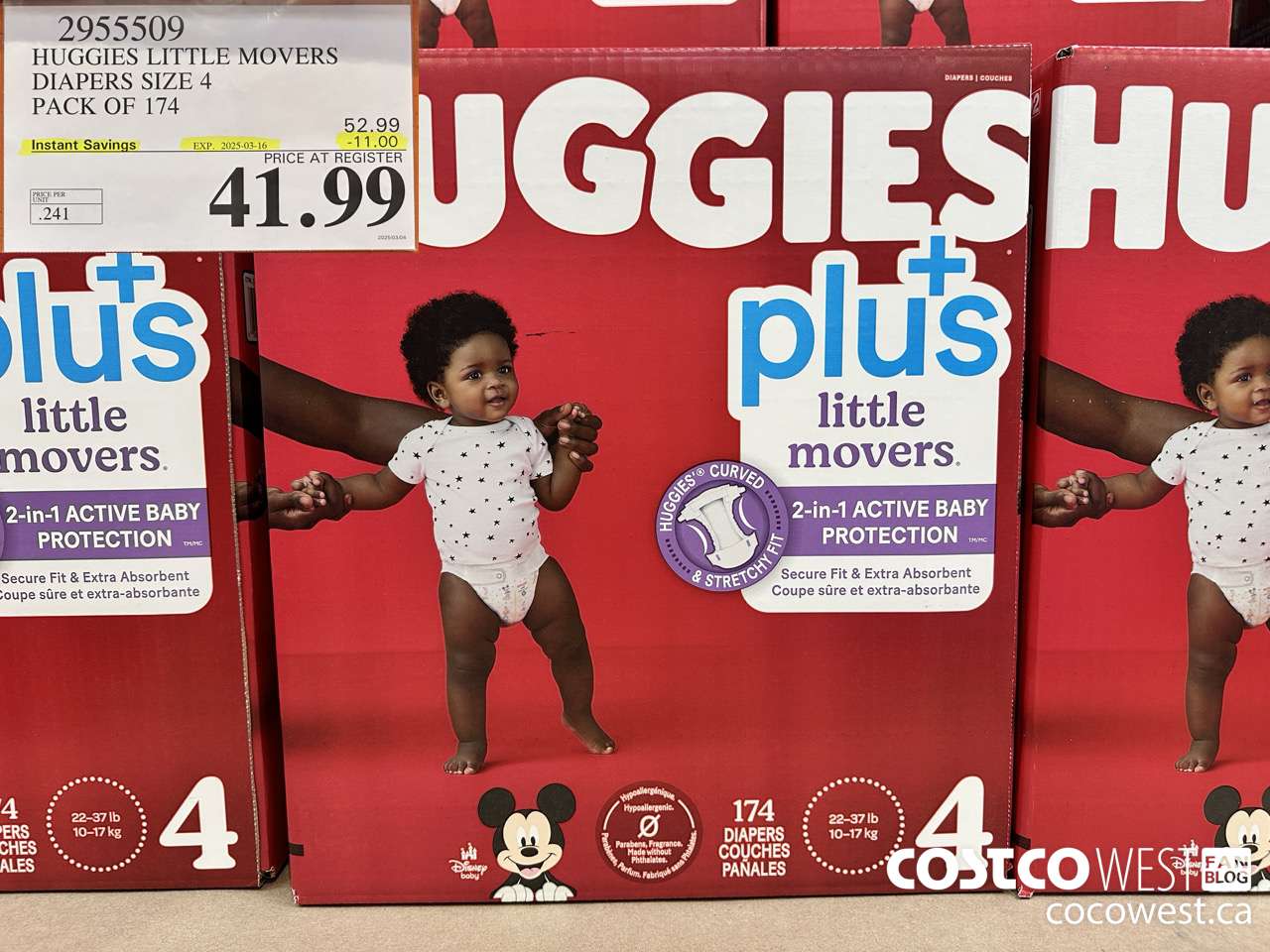 2955509 HUGGIES LITTLE MOVERS DIAPERS SIZE 4 PACK OF 174 ($11.00 INSTANT SAVINGS EXPIRES ON 2025-03-16) $41.99