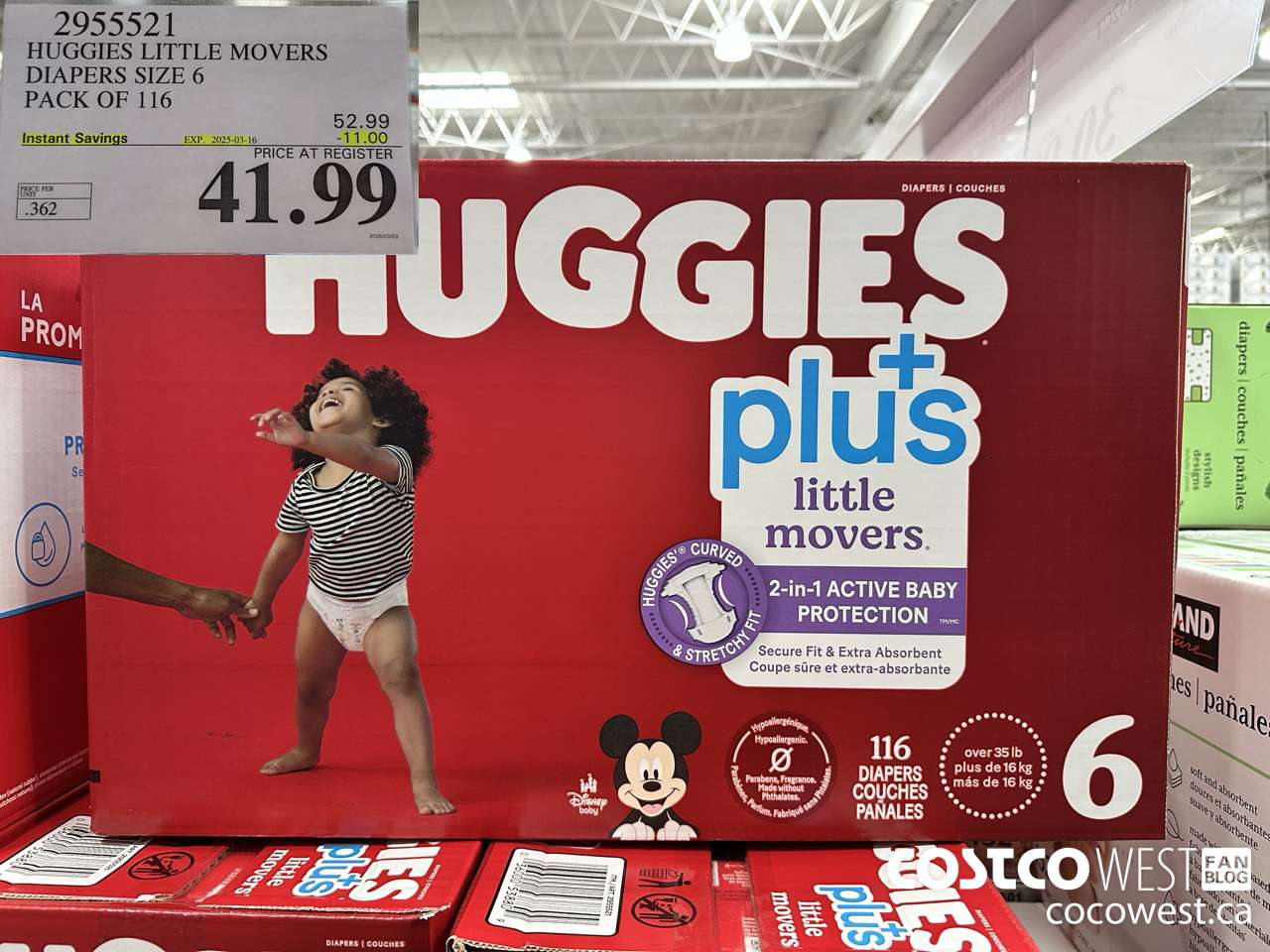 2955521 HUGGIES LITTLE MOVERS DIAPERS SIZE 6 PACK OF 116 ($11.00 INSTANT SAVINGS EXPIRES ON 2025-03-16) $41.99