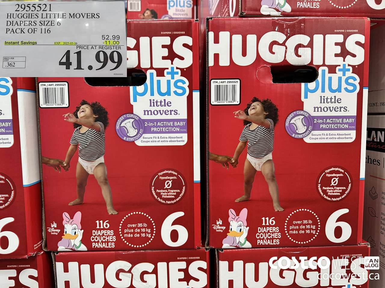 2955521 HUGGIES LITTLE MOVERS DIAPERS SIZE 6 PACK OF 116 ($11.00 INSTANT SAVINGS EXPIRES ON 2025-03-16) $41.99