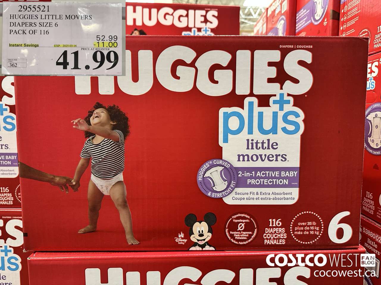 2955521 HUGGIES LITTLE MOVERS DIAPERS SIZE 6 PACK OF 116 ($11.00 INSTANT SAVINGS EXPIRES ON 2025-03-16) $41.99