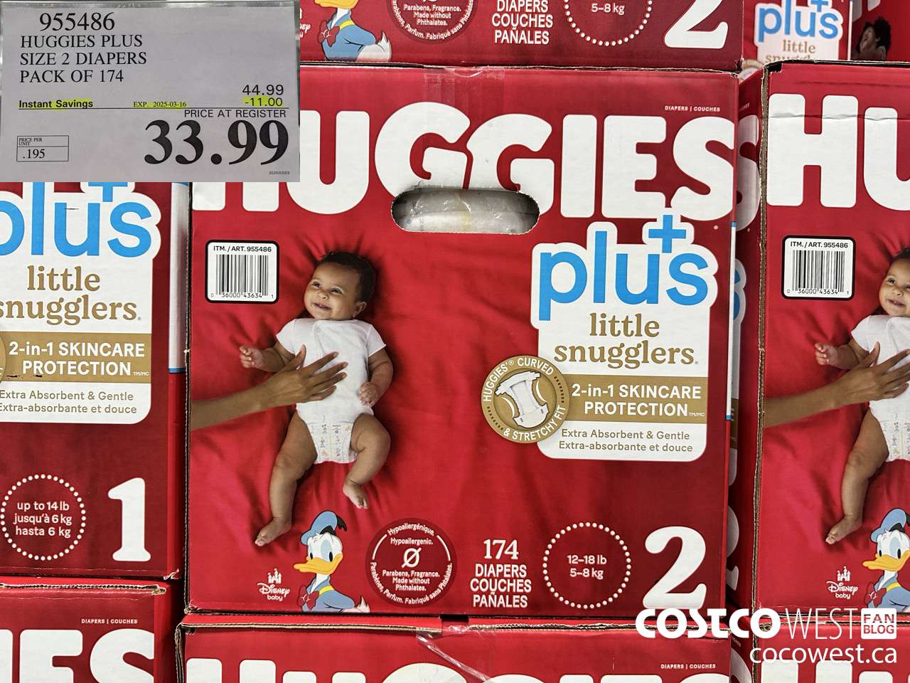 955486 HUGGIES LITTLE SNUGGLE SIZE 2 DIAPERS PACK OF 174 ($11.00 INSTANT SAVINGS EXPIRES ON 2025-03-16) $33.99