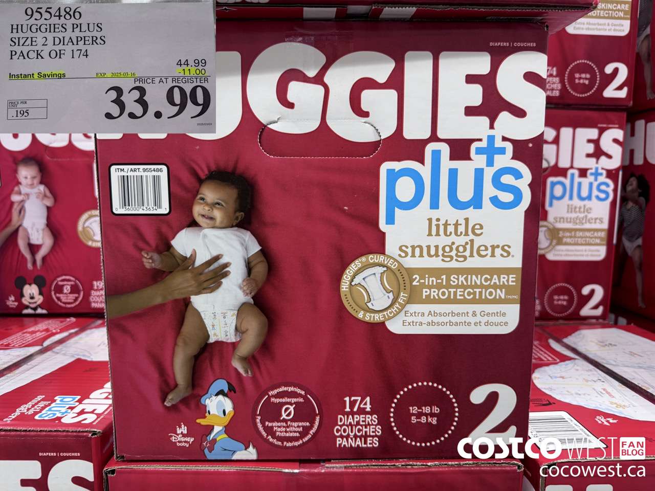 955486 HUGGIES LITTLE SNUGGLE SIZE 2 DIAPERS PACK OF 174 ($11.00 INSTANT SAVINGS EXPIRES ON 2025-03-16) $33.99