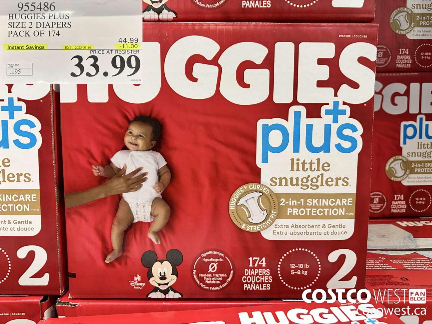 955486 HUGGIES LITTLE SNUGGLE SIZE 2 DIAPERS PACK OF 174 ($11.00 INSTANT SAVINGS EXPIRES ON 2025-03-16) $33.99