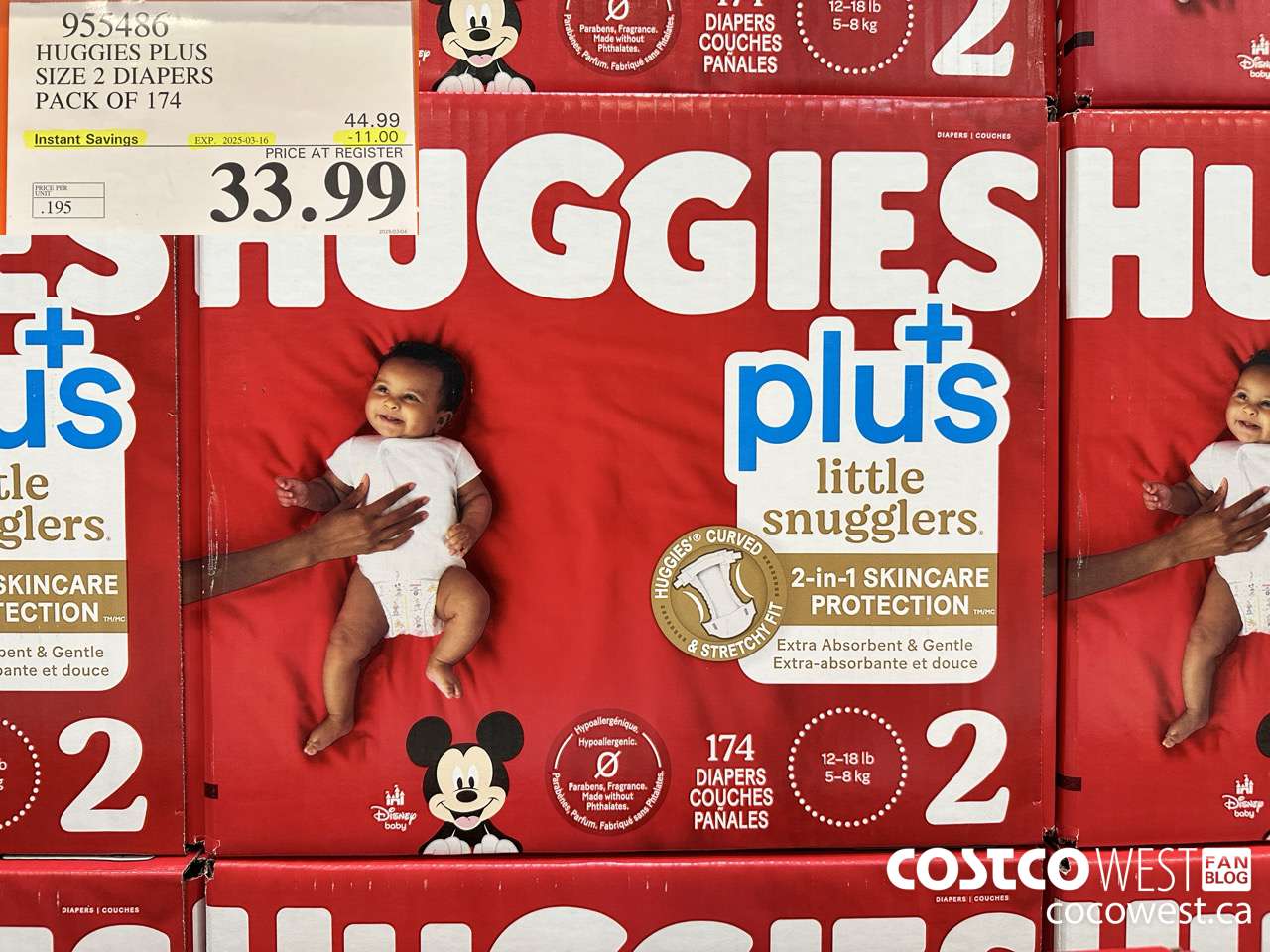 955486 HUGGIES LITTLE SNUGGLE SIZE 2 DIAPERS PACK OF 174 ($11.00 INSTANT SAVINGS EXPIRES ON 2025-03-16) $33.99