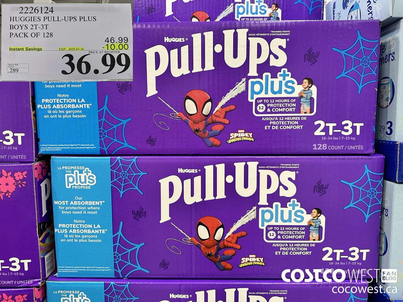 2226124 HUGGIES PULL-UPS PLUS BOYS 2T-3T PACK OF 128 ($10.00 INSTANT SAVINGS EXPIRES ON 2025-03-16) $36.99