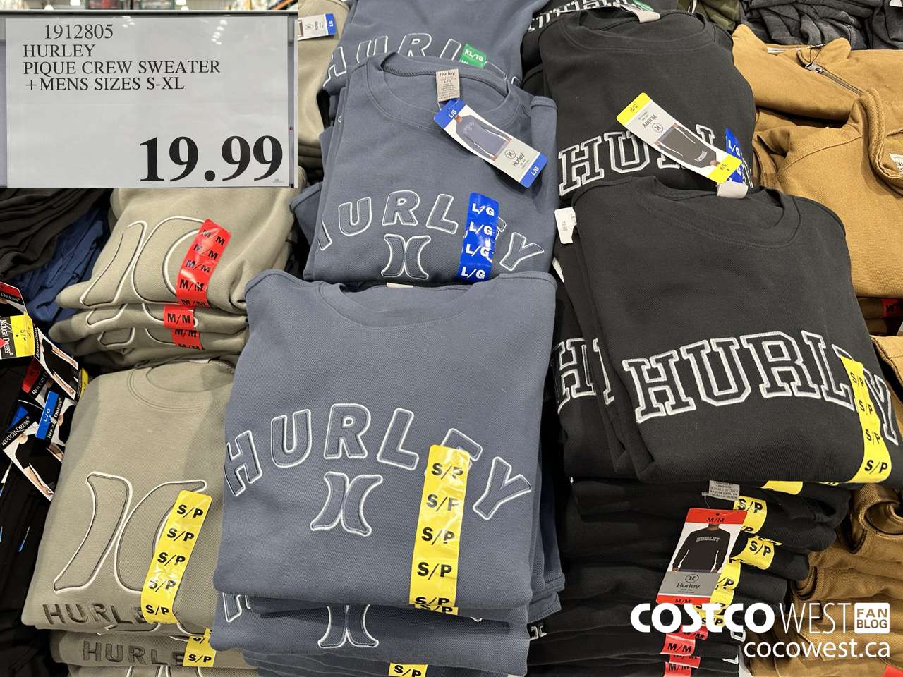 1912805 HURLEY PIQUE CREW SWEATER MENS SIZES S-XL $19.99