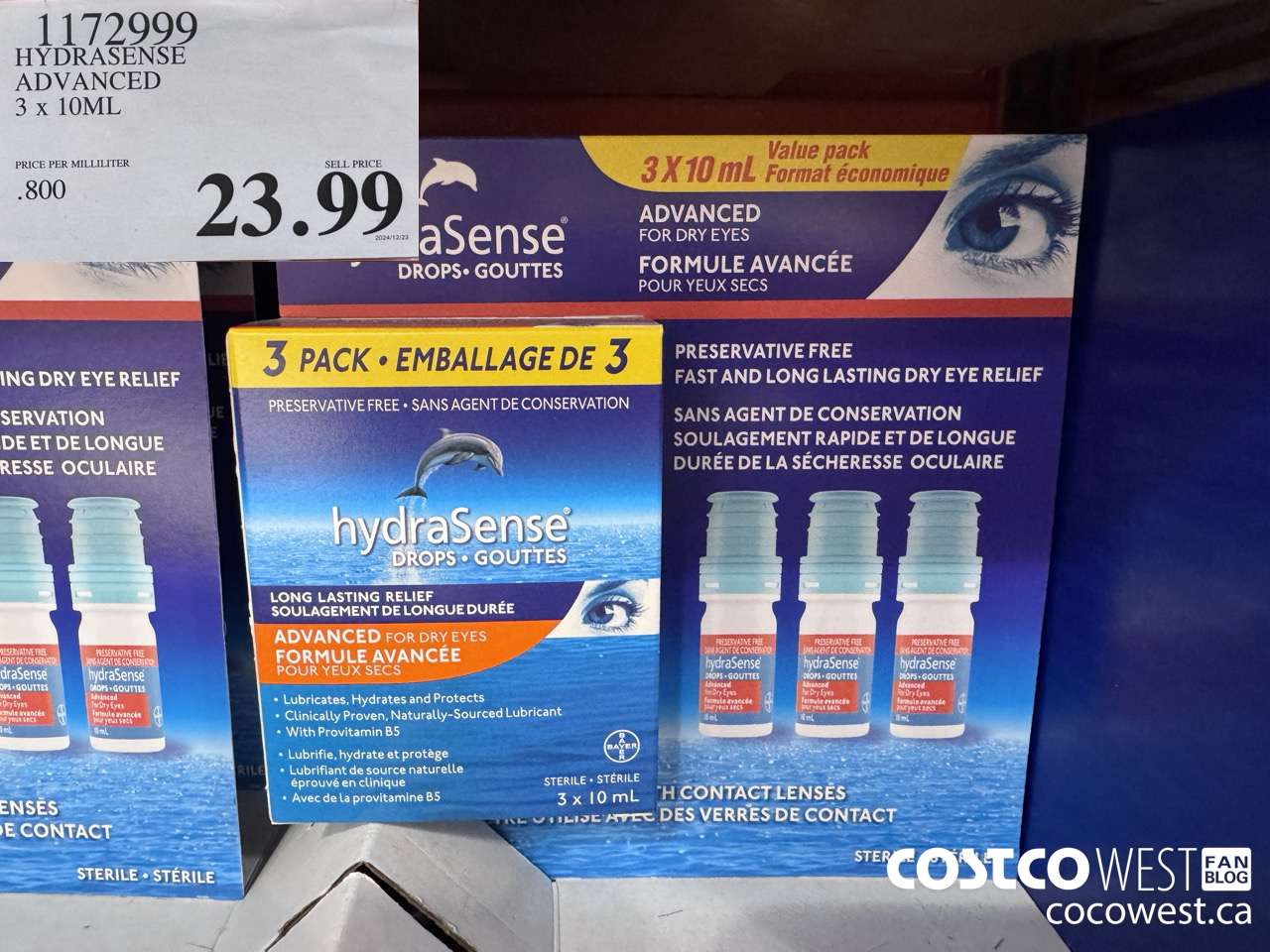 1172999 HYDRASENSE ADVANCED 3 x 10ML $23.99
