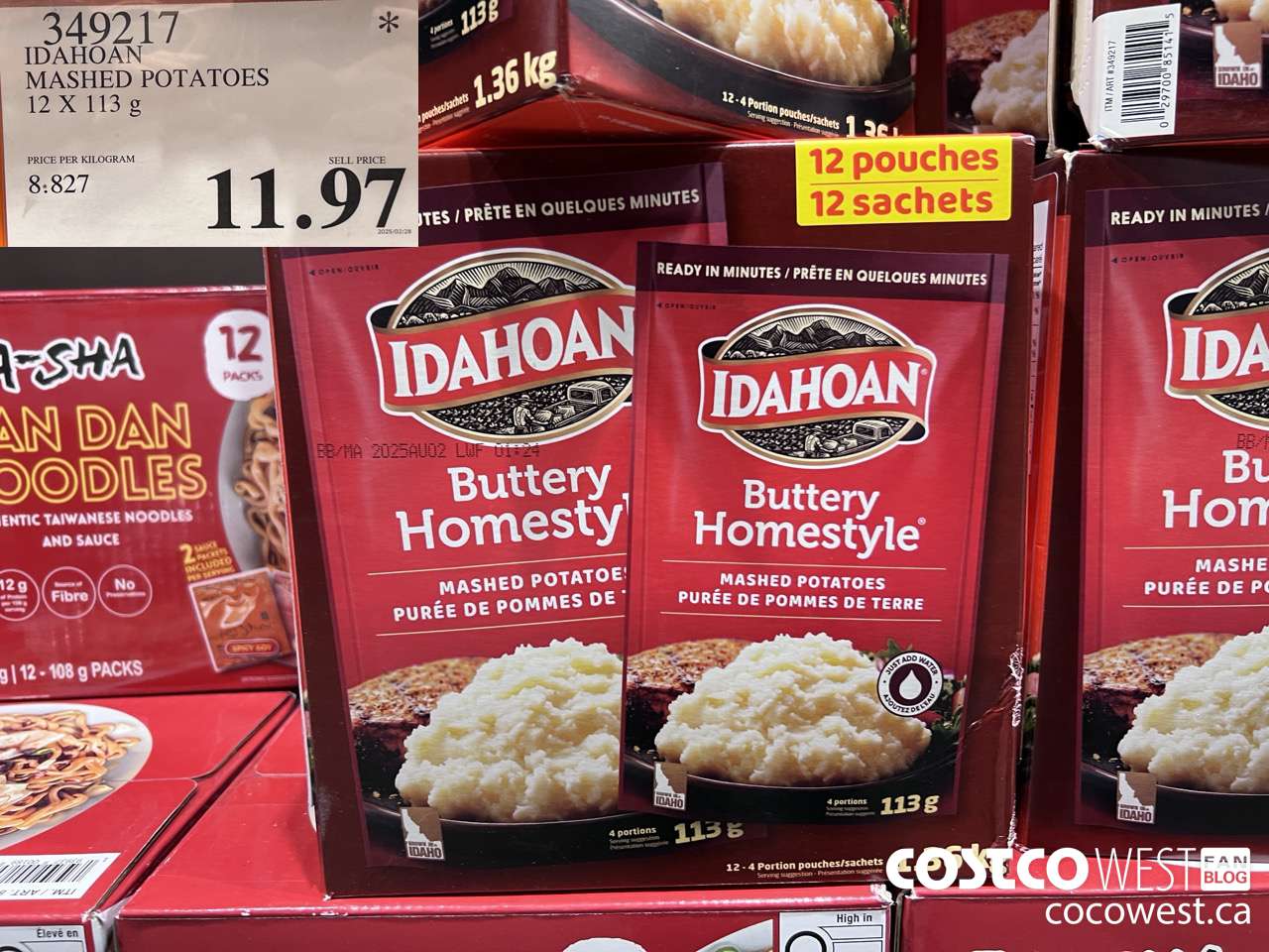 349217 IDAHOAN BUTTERY HOMESTYLE MASHED POTATOE 12 X 113 G $11.97