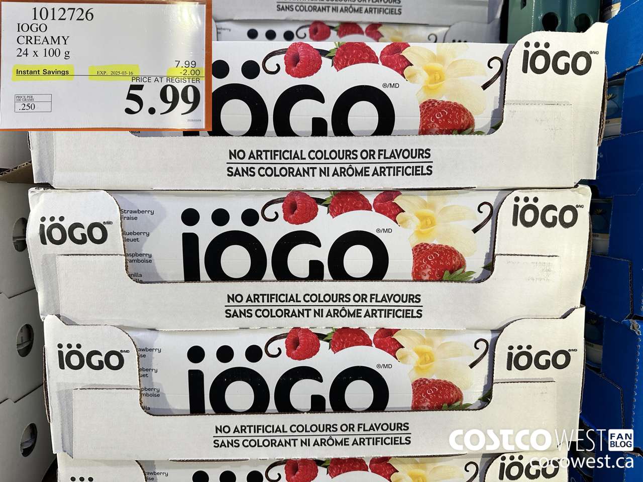 1012726 IOGO CREAMY 24 X 100G ($2.00 INSTANT SAVINGS EXPIRES ON 2025-03-16) $5.99