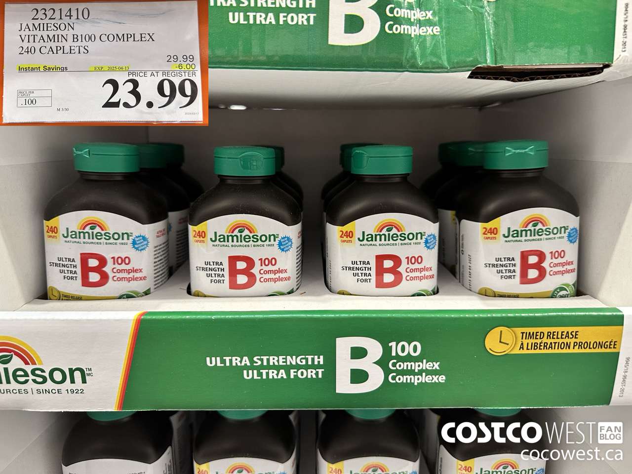 2321410 JAMIESON VITAMIN B100 COMPLEX 240 CAPLETS ($6.00 INSTANT SAVINGS EXPIRES ON 2025-04-13) $23.99