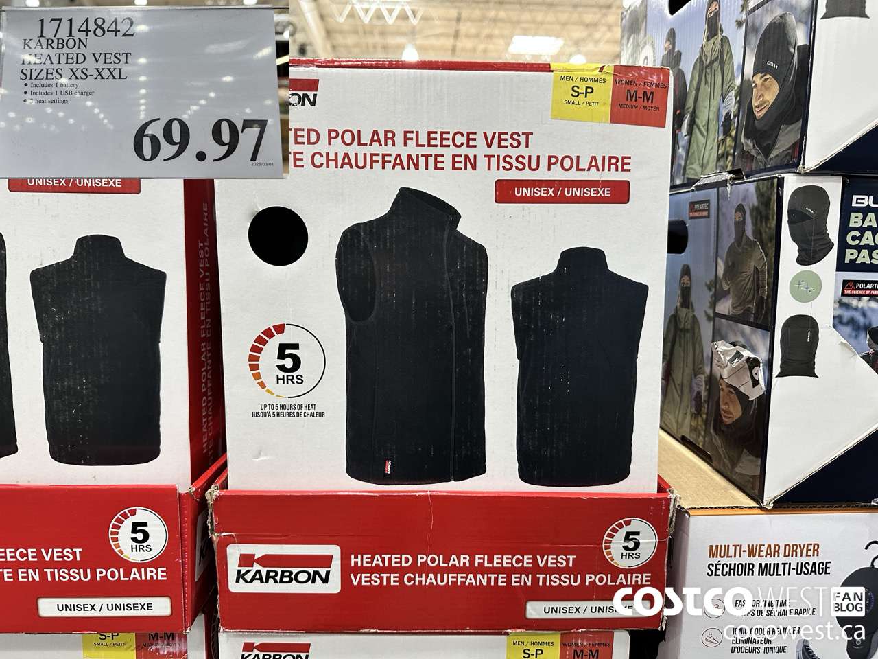1714842 KARBON HEATED VEST SIZE XS-XXL $69.97