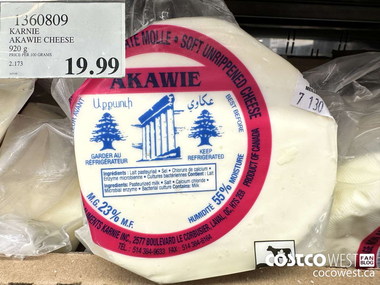 1360809 KARNIE AKAWIE CHEESE 920G $19.99