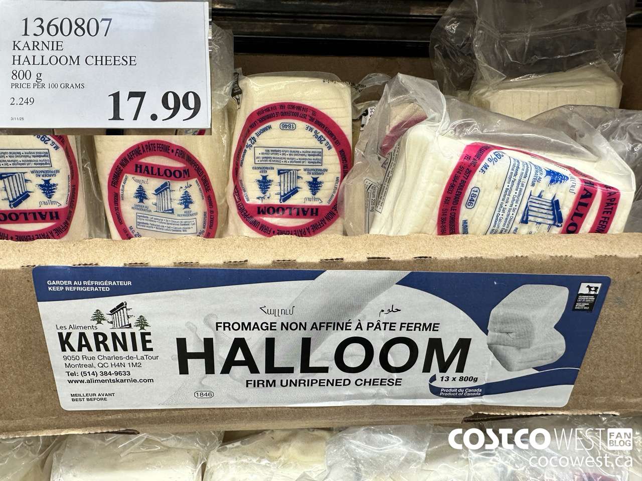 1360807 KARNIE HALLOOM CHEESE 800G $17.99