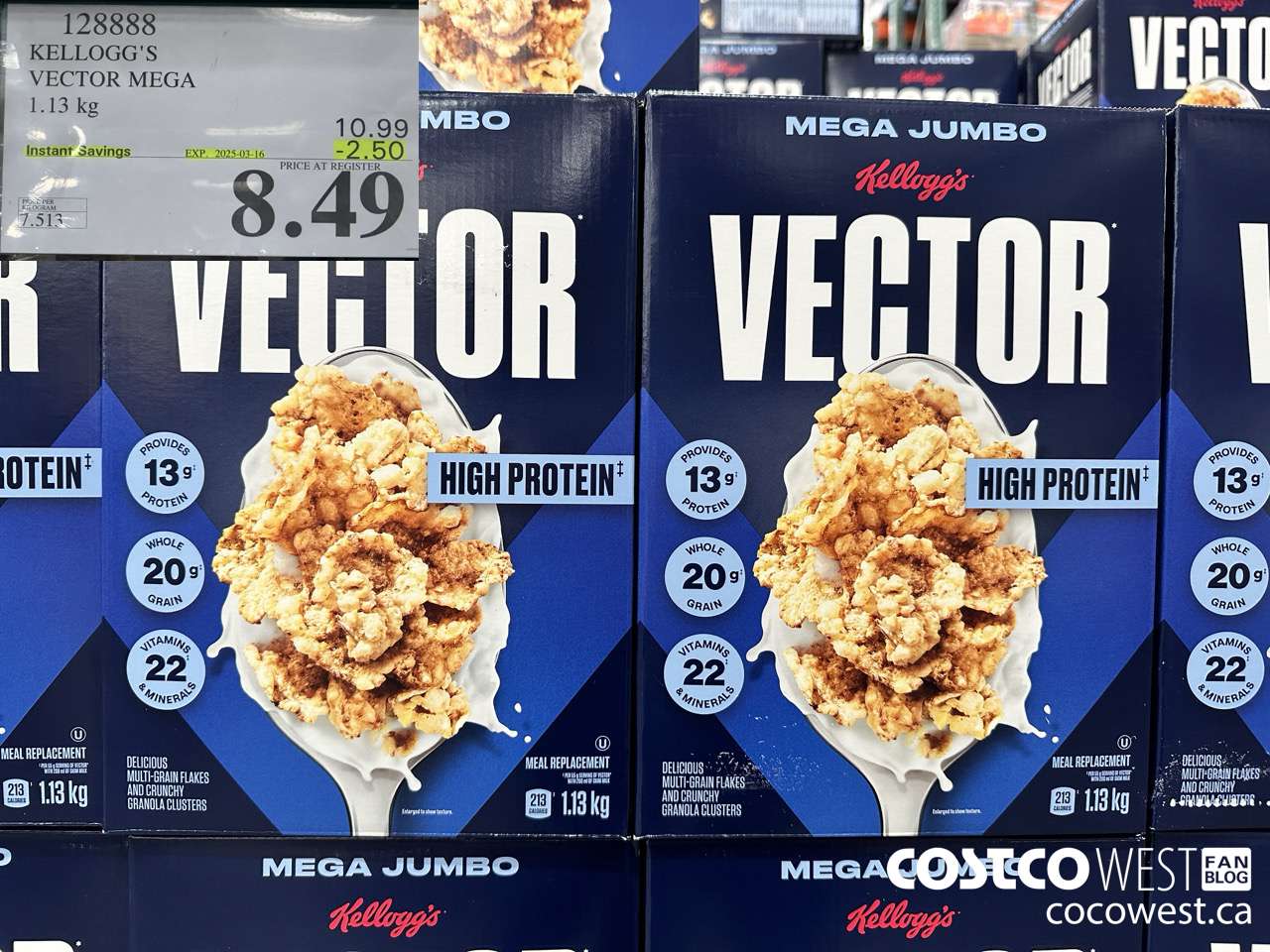 128888 KELLOGGS VECTOR MEGA 1.13KG ($2.50 INSTANT SAVINGS EXPIRES ON 2025-03-16) $8.49