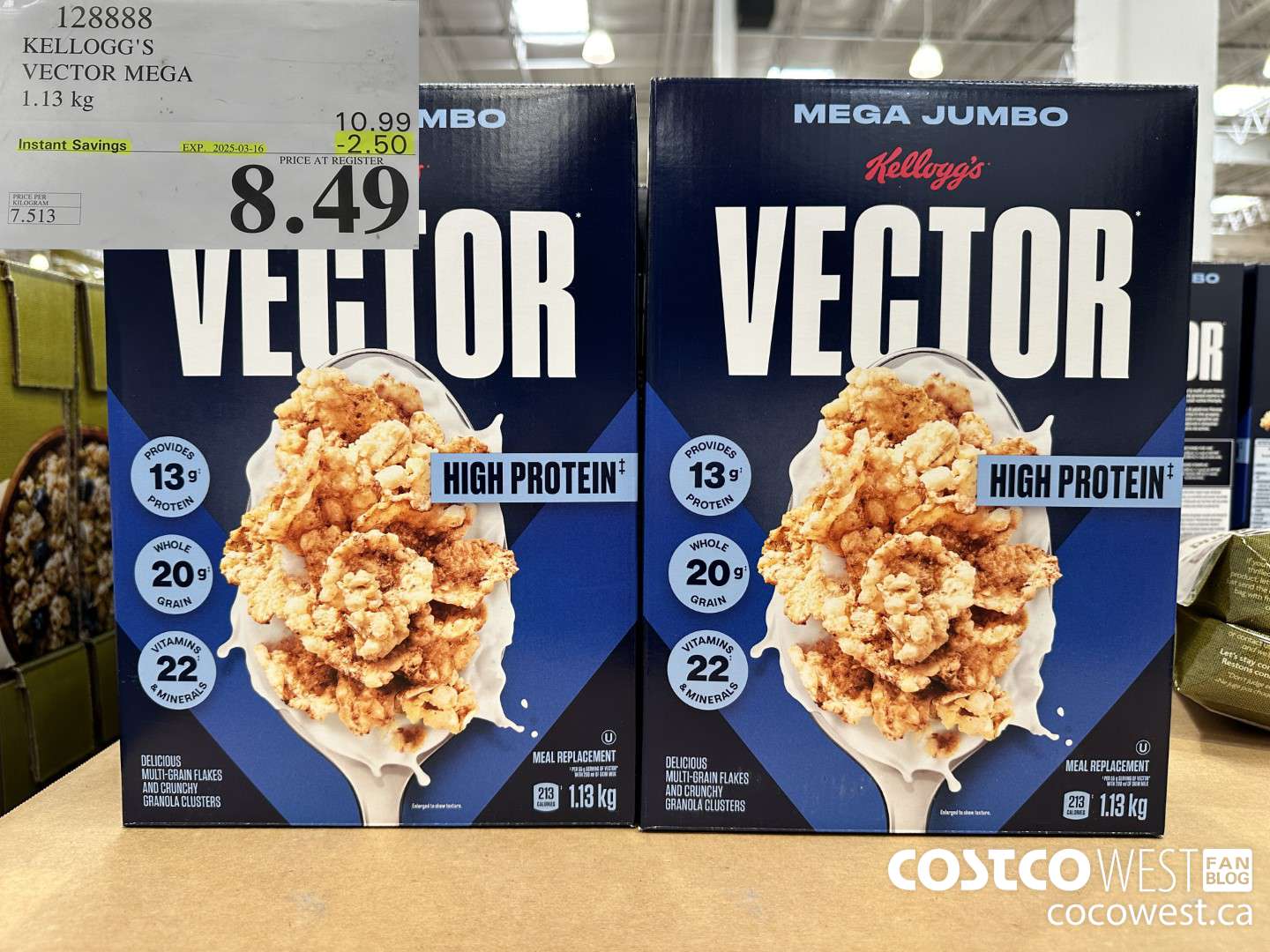128888 KELLOGGS VECTOR MEGA 1.13KG ($2.50 INSTANT SAVINGS EXPIRES ON 2025-03-16) $8.49