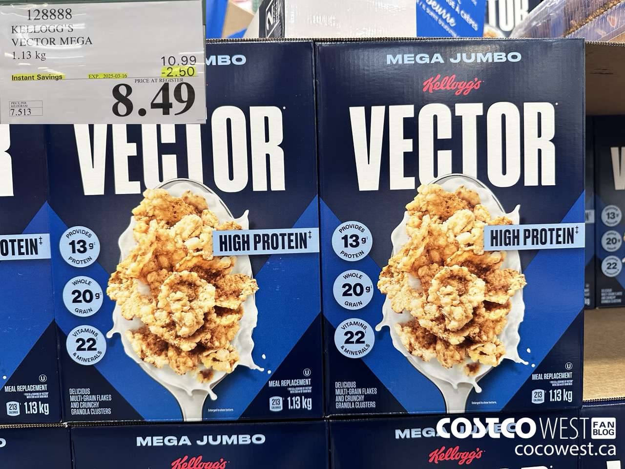 128888 KELLOGGS VECTOR MEGA 1.13KG ($2.50 INSTANT SAVINGS EXPIRES ON 2025-03-16) $8.49