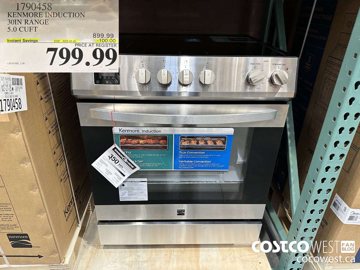 1790458 KENMORE INDUCTION 30IN RANGE 5.0 CUFT ($100.00 INSTANT SAVINGS EXPIRES ON 2025-03-16) $799.99