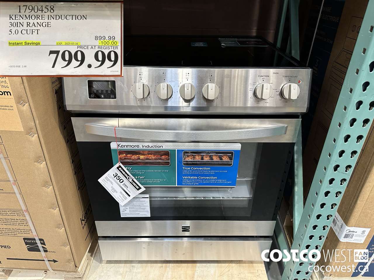 1790458 KENMORE INDUCTION 30IN RANGE 5.0 CUFT ($100.00 INSTANT SAVINGS EXPIRES ON 2025-03-16) $799.99