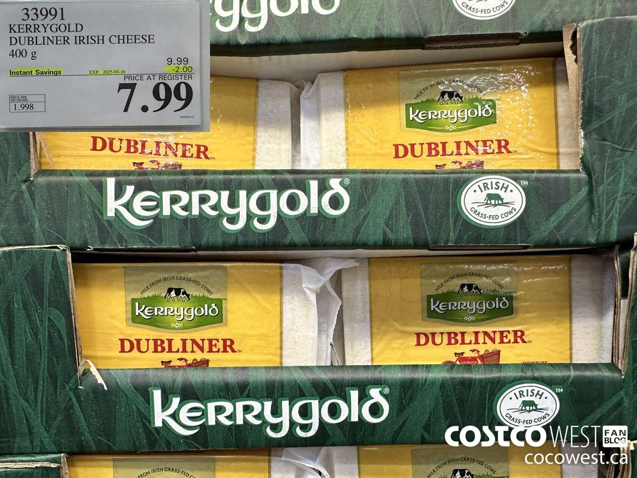 33991 KERRYGOLD DUBLINER IRISH CHEESE 400 g ($2.00 INSTANT SAVINGS EXPIRES ON 2025-03-16) $7.99