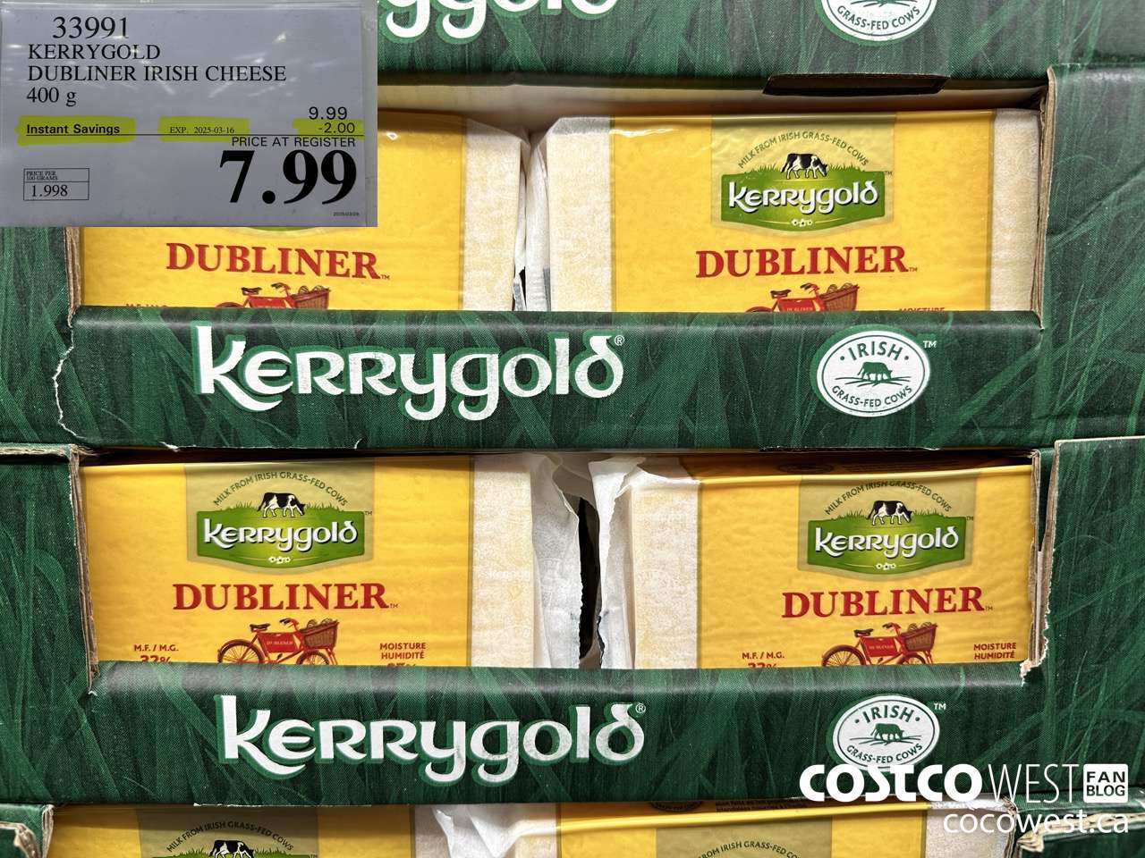 33991 KERRYGOLD DUBLINER IRISH CHEESE 400 g ($2.00 INSTANT SAVINGS EXPIRES ON 2025-03-16) $7.99