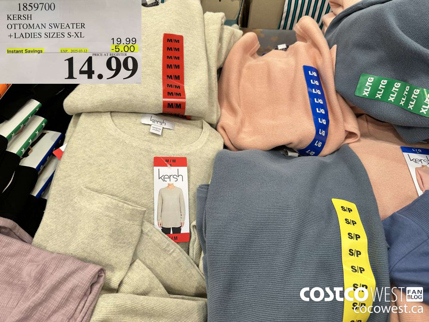 1859700 KERSH OTTOMAN SWEATER LADIES SIZES S-XL  ($5.00 INSTANT SAVINGS EXPIRES ON 2025-03-12) $14.99