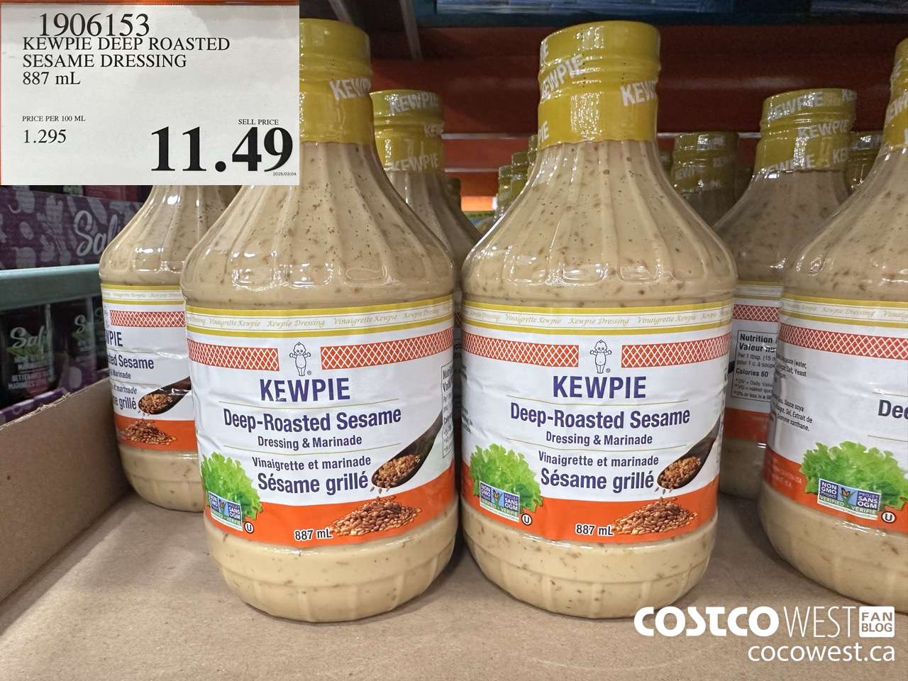 1906153 KEWPIE DEEP ROASTED SESAME DRESSING 887 mL $11.49