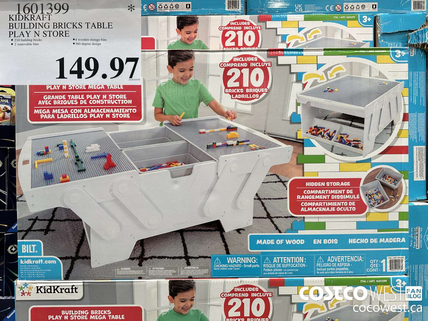 1601399 KIDKRAFT BUILDING BRICKS TABLE PLAY N STORE $149.97