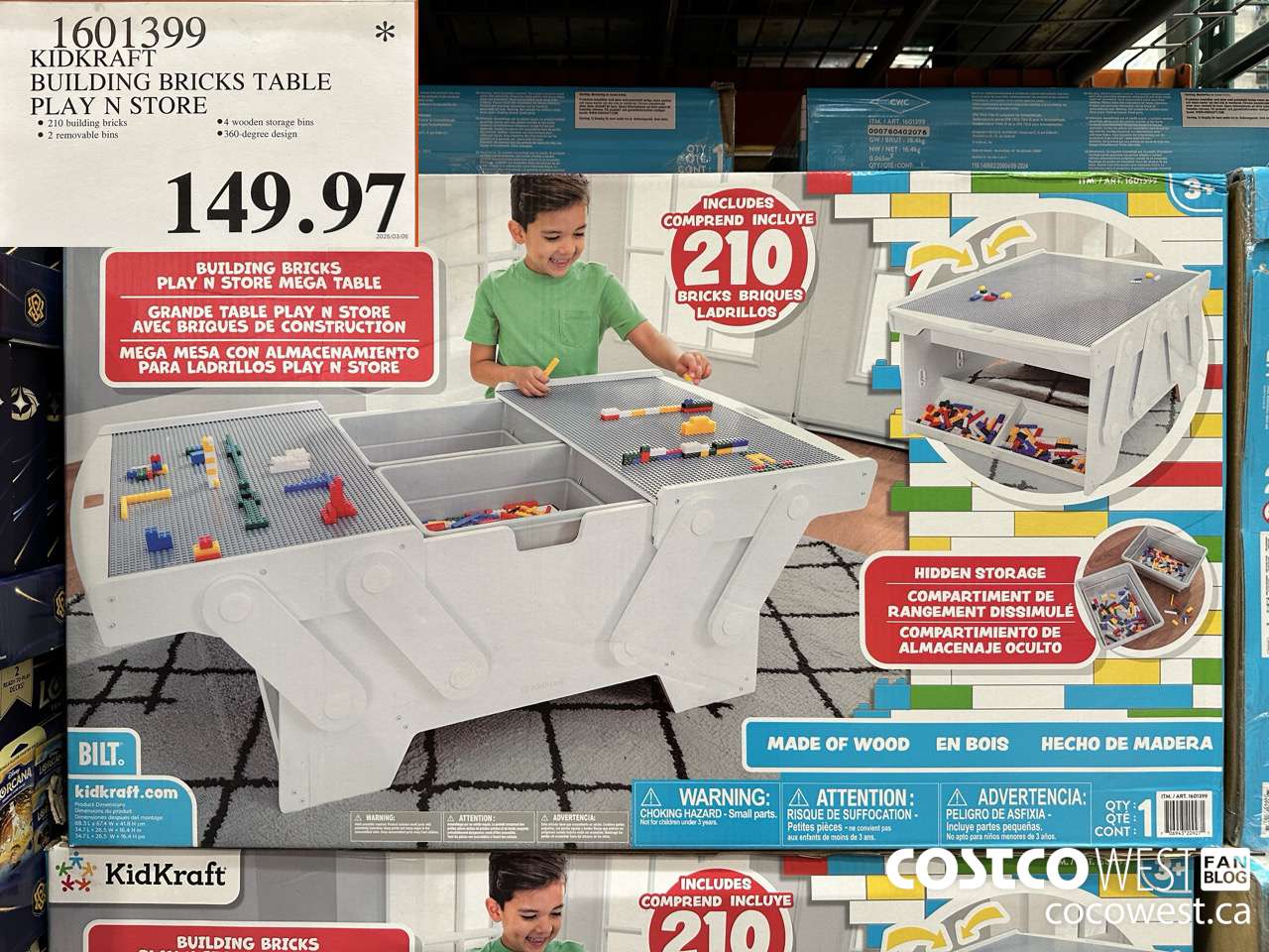 1601399 KIDKRAFT BUILDING BRICKS TABLE PLAY N STORE $149.97