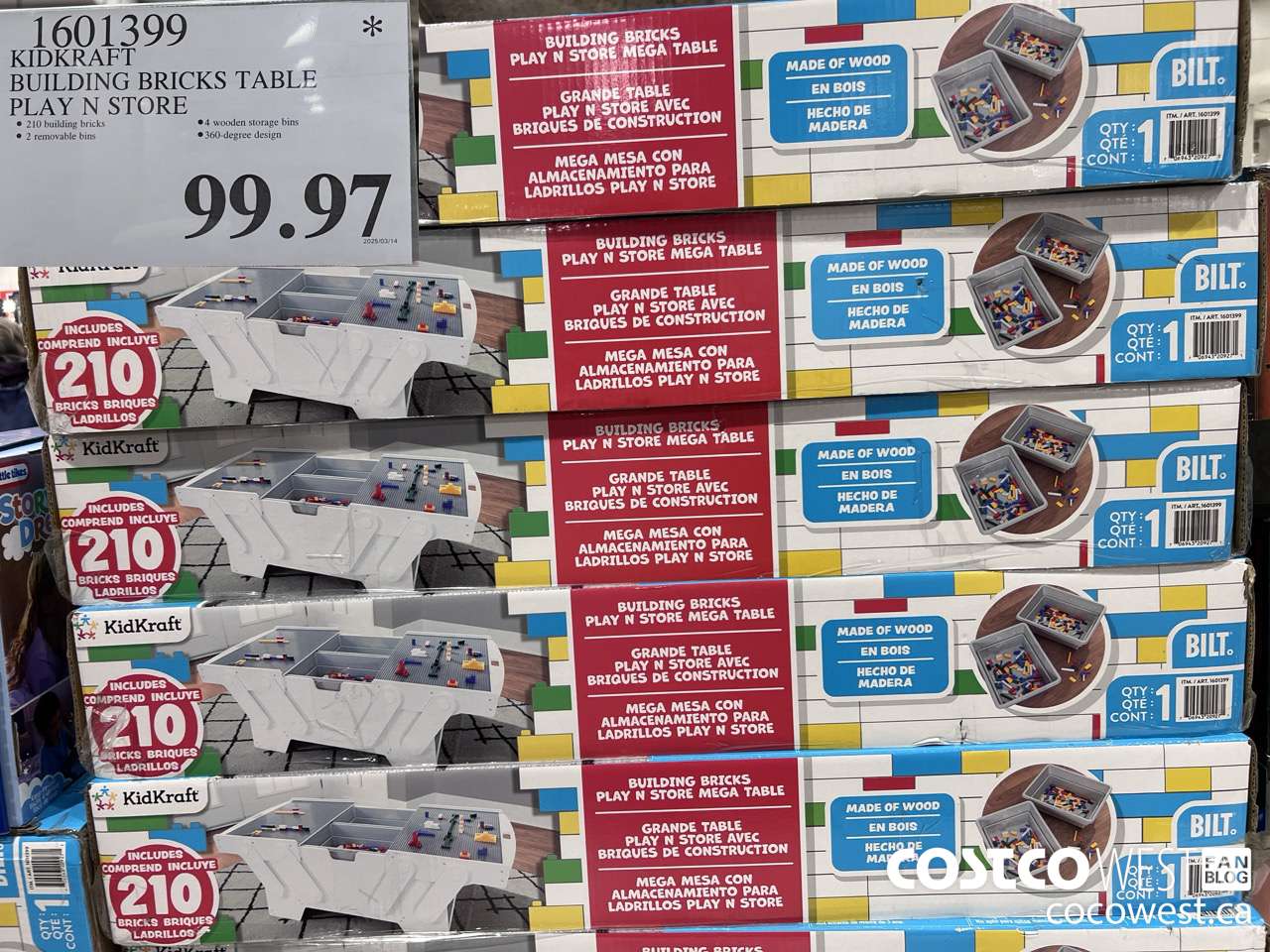 1601399 KIDKRAFT BUILDING BRICKS TABLE PLAY N STORE $99.97