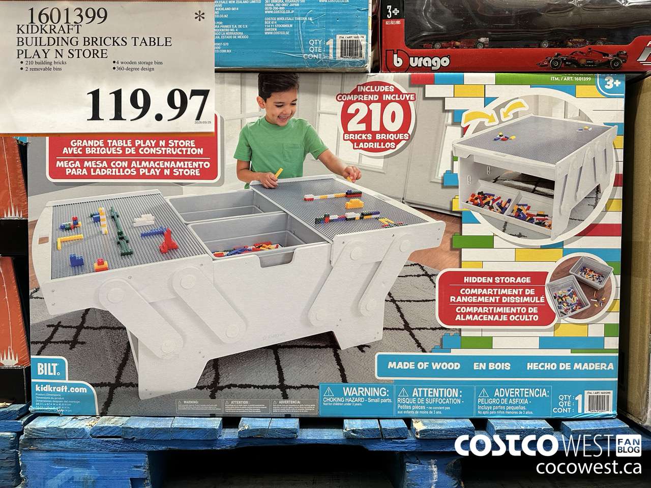 1601399 KIDKRAFT BUILDING BRICKS TABLE PLAY N STORE $119.97