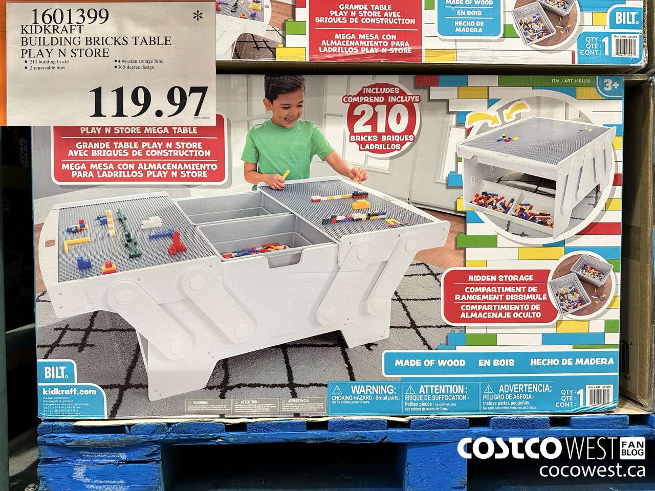 1601399 KIDKRAFT BUILDING BRICKS TABLE PLAY N STORE $119.97