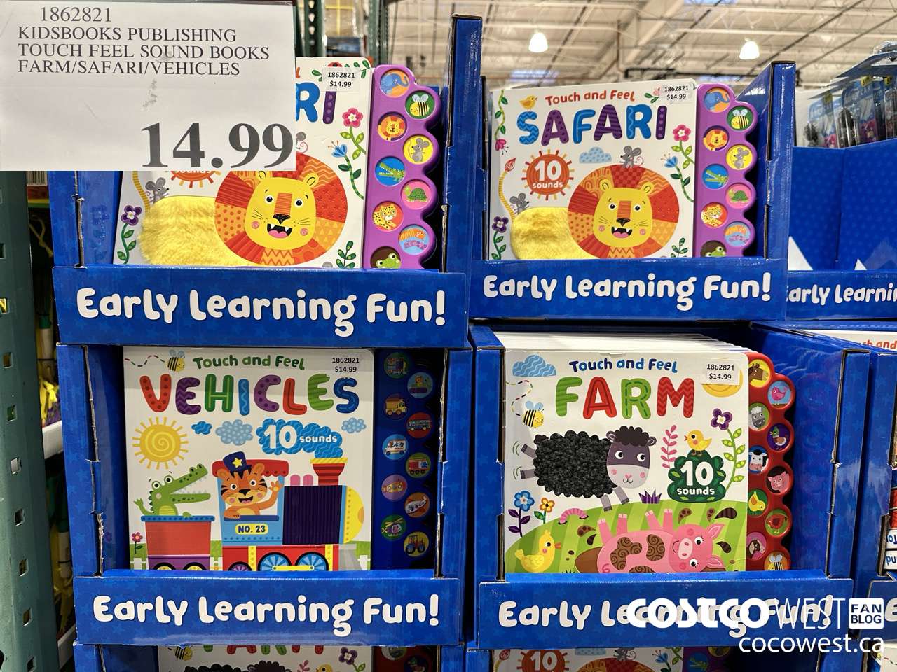 1862821 KIDSBOOKS PUBLISHING TOUCH FEEL SOUND BOOKS FARM/SAFARI/VEHICLES $14.99