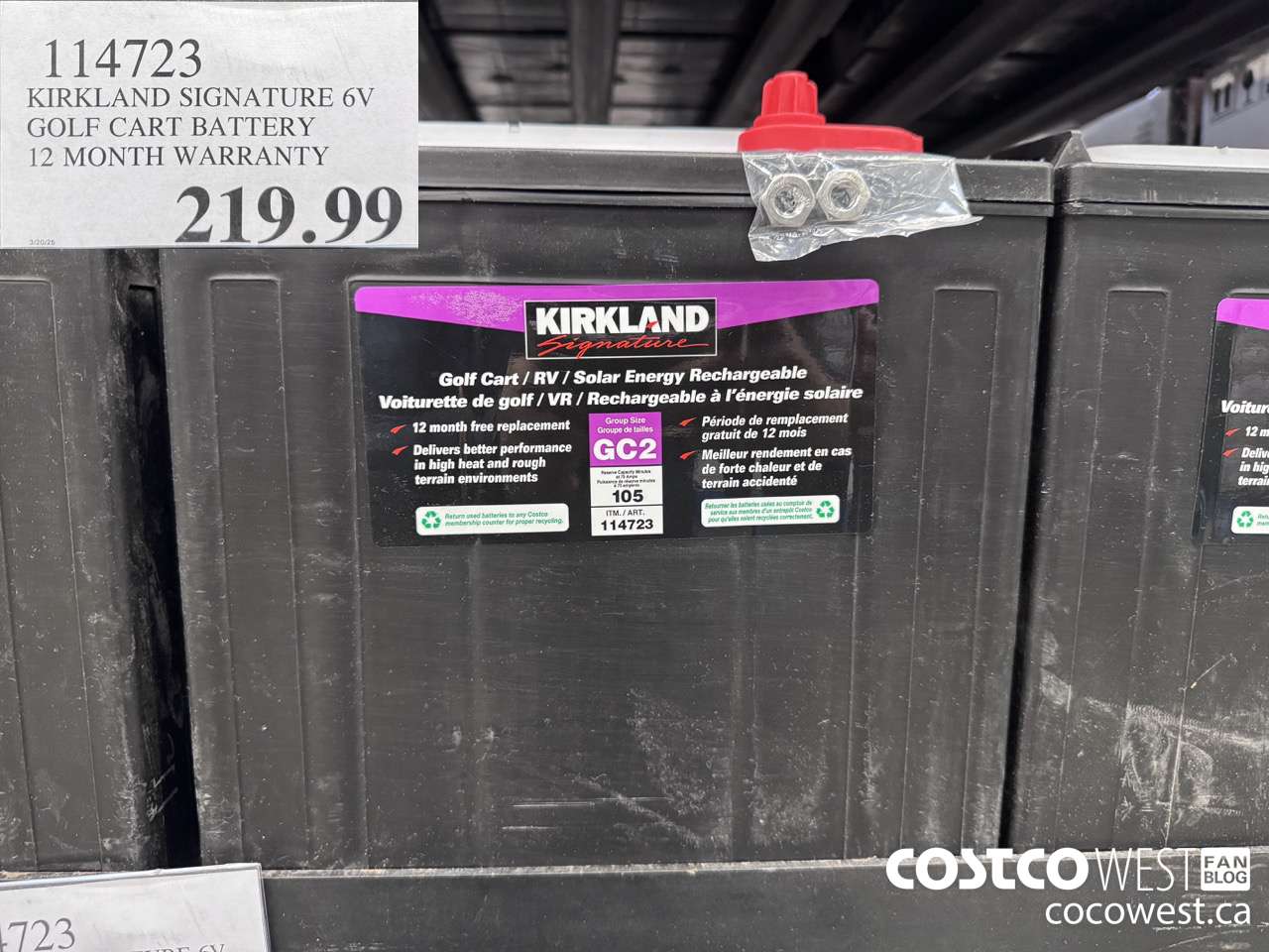 114723 KIRKLAND SIGNATURE 6V GOLF CART BATTERY 12 MONTH WARRANTY $219.99
