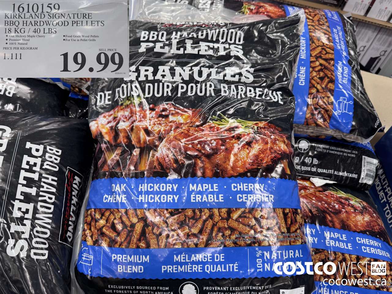 1610159 KIRKLAND SIGNATURE BBQ HARDWOOD PELLETS 18 KG / 40 LBS $19.99