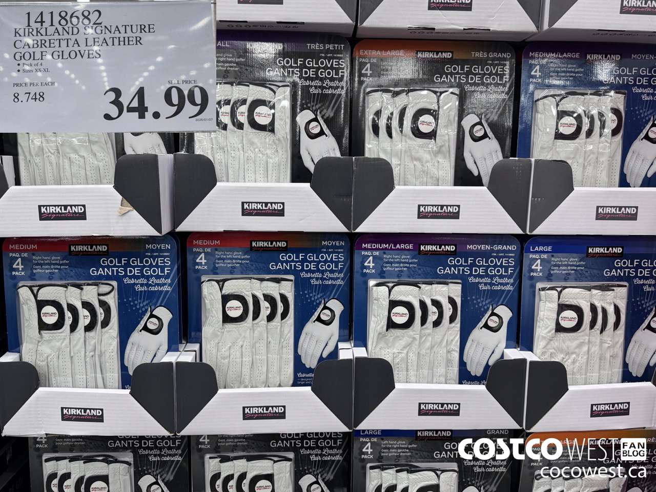 1418682 KIRKLAND SIGNATURE CABRETTA LEATHER GOLF GLOVES $34.99