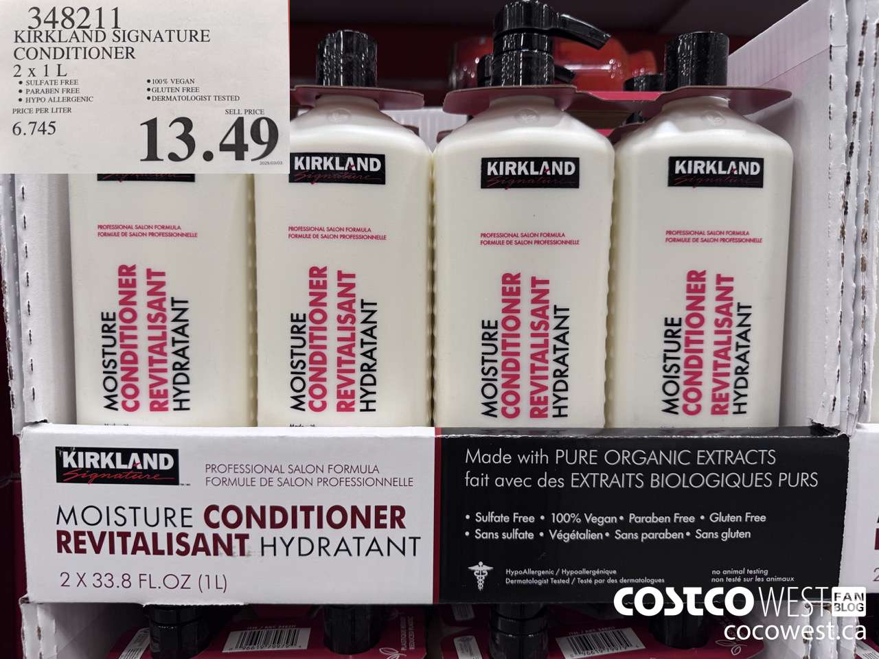 348211 KIRKLAND SIGNATURE CONDITIONER 2 X 1L $13.49