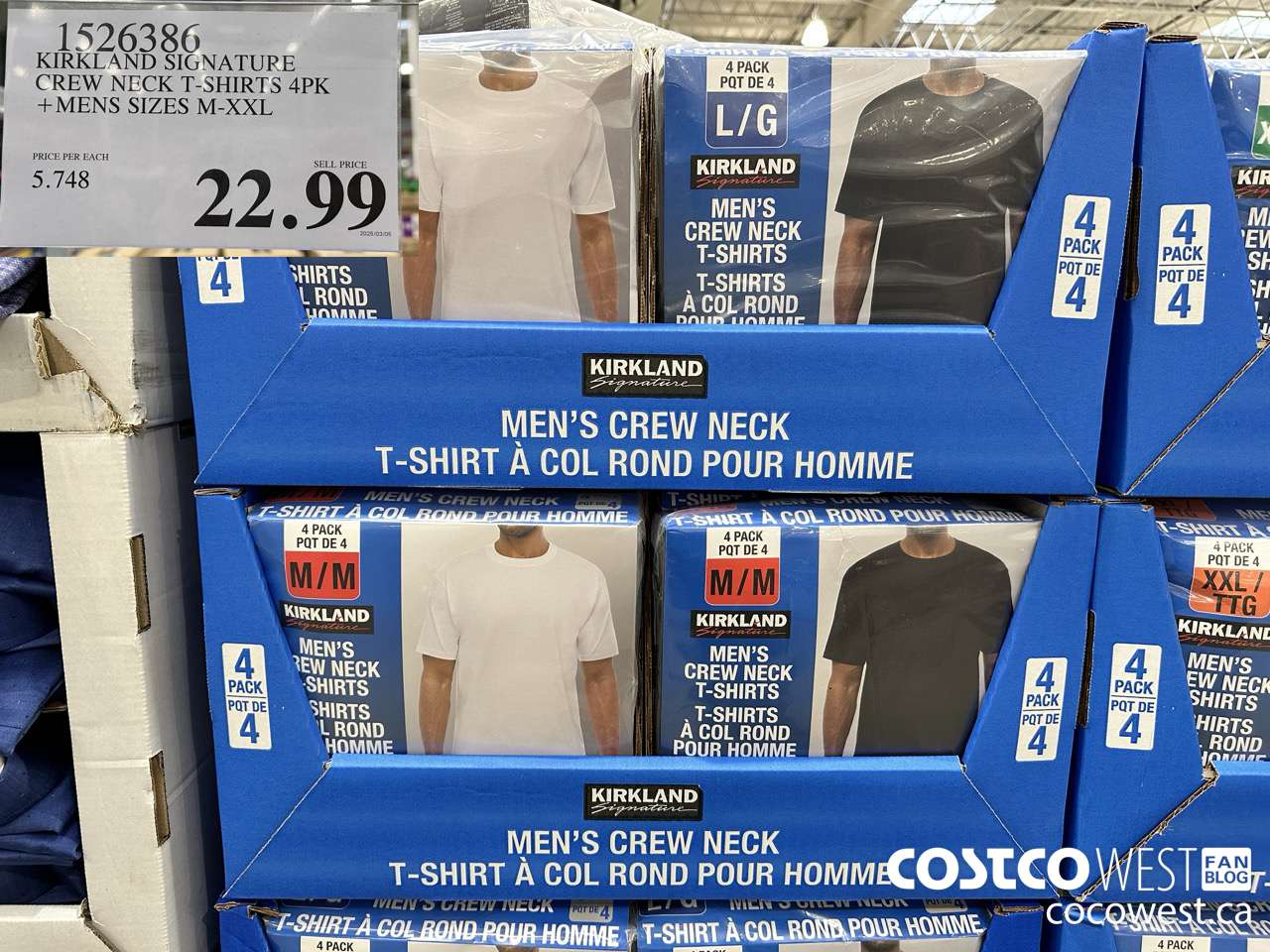 1526386 KIRKLAND SIGNATURE CREW NECK T-SHIRTS 4PK MENS SIZES M-XXL $22.99