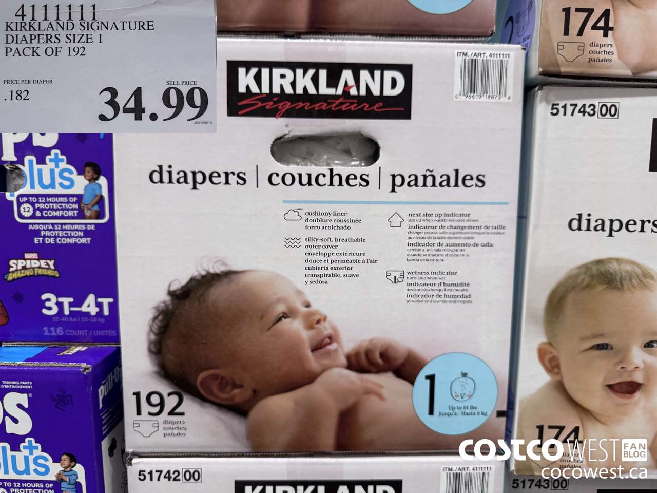 4111111 KIRKLAND SIGNATURE DIAPERS SIZE 1 PACK OF 192 $34.99