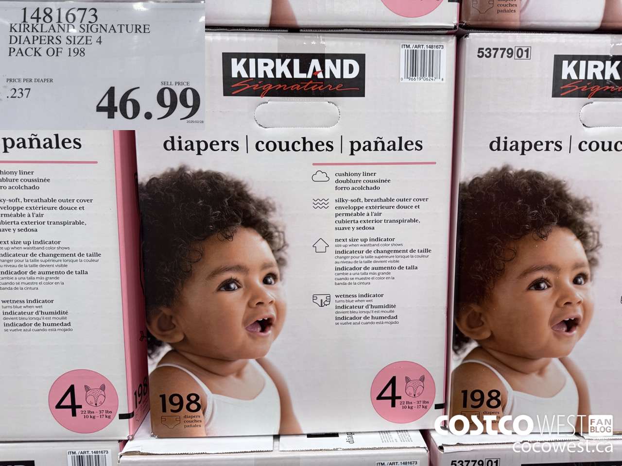 1481673 KIRKLAND SIGNATURE DIAPERS SIZE 4 PACK OF 198 $46.99